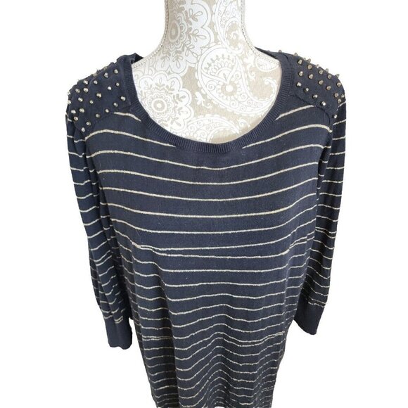 Lane Bryant Womens Embellished Black Gold Metallic Pullover Tunic Sweater 18 20 - Picture 2 of 8